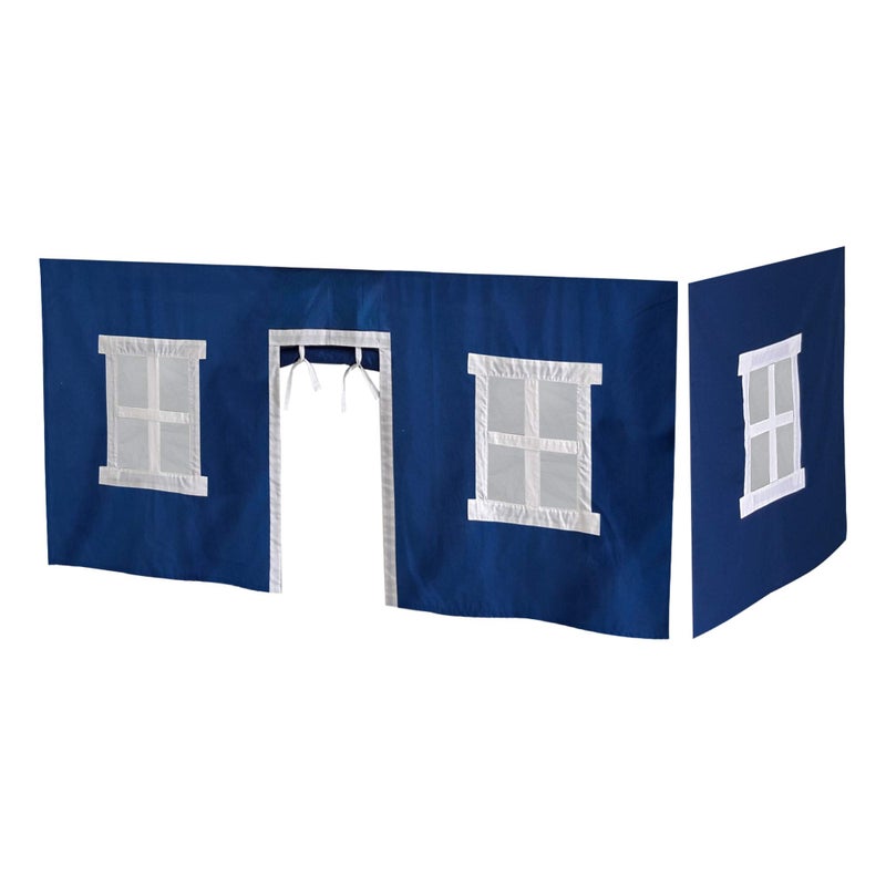 Max & Lily Underbed Privacy Curtain for Low Bunk/Loft Bed, 2 Panel Play Curtain Set - Hot Blue/White Cotton - Image 1